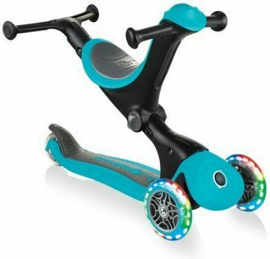 Globber Kids Scooter Foldable Go-Up Deluxe Lights 3-Wheel with Seat Blue