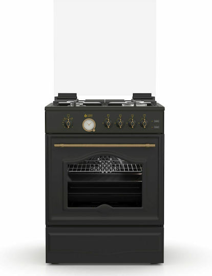Thermogatz TGS 4222 RUSTIC ANTH Κουζίνα Υγραερίου 49lt με Εστίες Υγραερίου Π60εκ. Γκρι