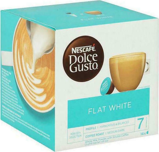 Nescafe Kaffee- und Getränkekapseln Espresso Dolce Gusto Flat White Kompatibilität mit Maschine Dolce Gusto 16 Stück