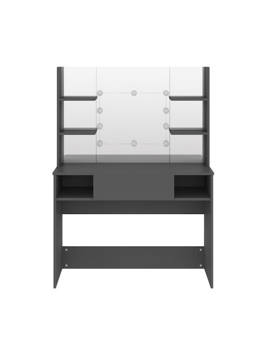 Wooden Makeup Dressing Table Grey with Mirror 100x40x135cm