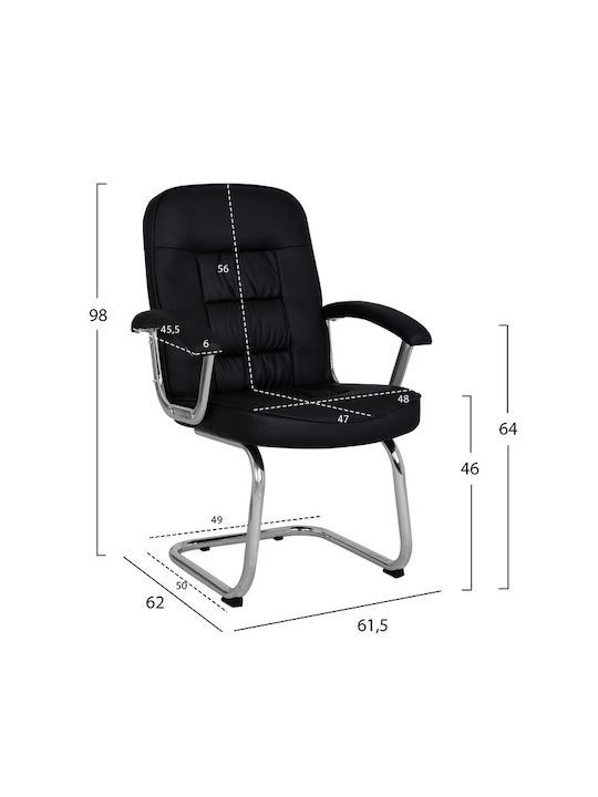 Πολυθρόνα Επισκέπτη με Μπράτσα Μαύρη 61.5x62x98cm