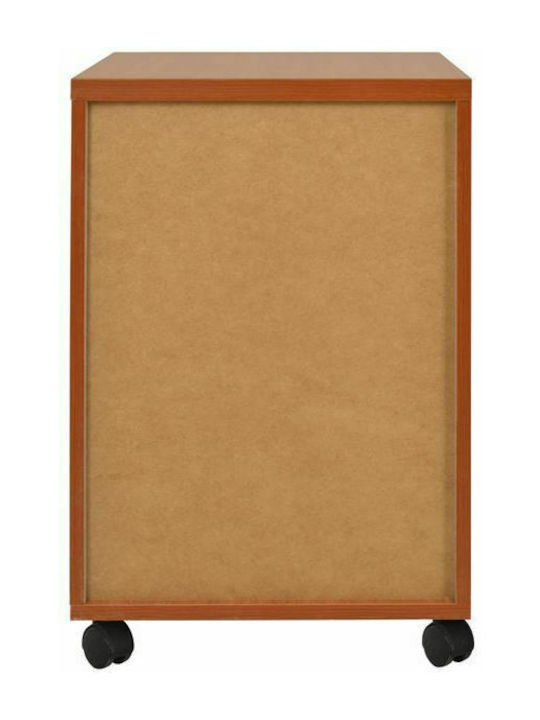 Office Storage Chipboard Drawer with Wheels, Lock & 3 Drawers Κερασί L40xW40xH55cm