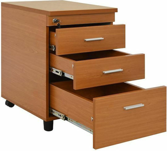 Vance Wooden Office Drawer with Wheels and Lock Cherry 40x40x55cm