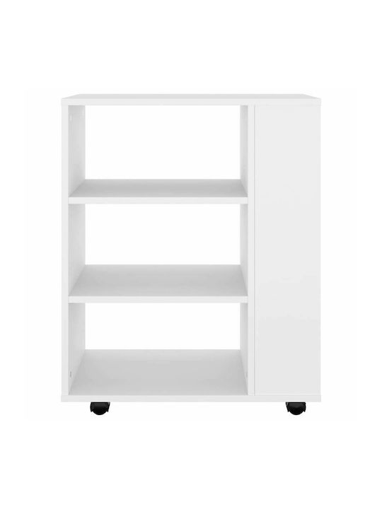 vidaXL Office Storage Cabinet Wooden with Wheels White 60x35x75cm