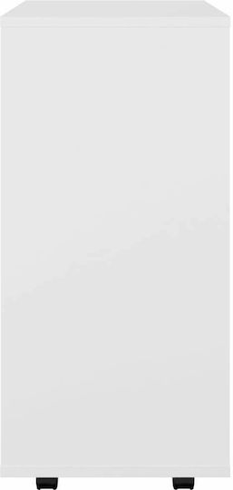 Дървен Офисен Шкаф с Колелца Бял 60x35x75см