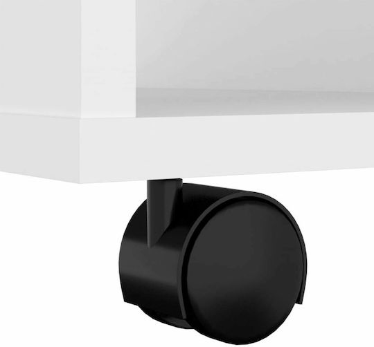 Дървен Офисен Шкаф с Колелца Бял 60x35x75см