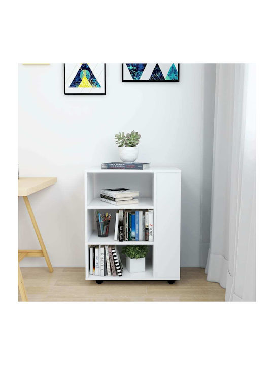 vidaXL Office Storage Cabinet Wooden with Wheels White 60x35x75cm