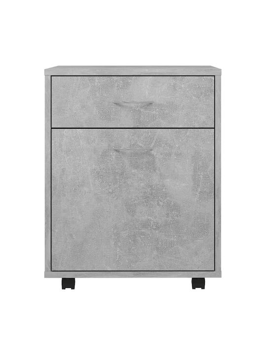 Office Storage Chipboard Cabinet With Wheels & Drawers Γκρι L45xW38xH54cm