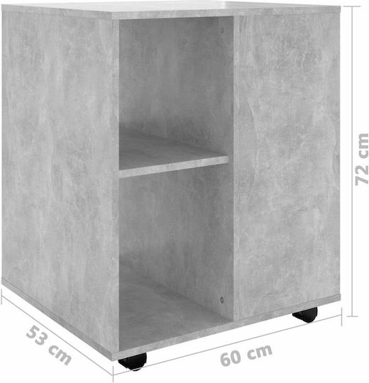 Cabinet De Birou Din Lemn Cu Roți Gri 60x53x72cm