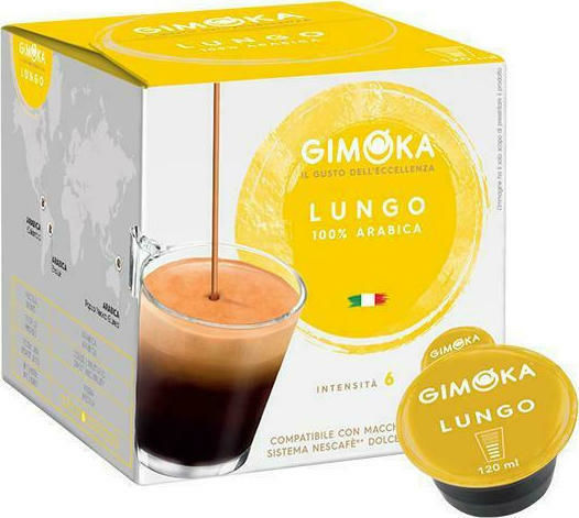 Gimoka Kapseln Espresso Lungo Kompatibel mit Maschine Dolce Gusto 16Mützen