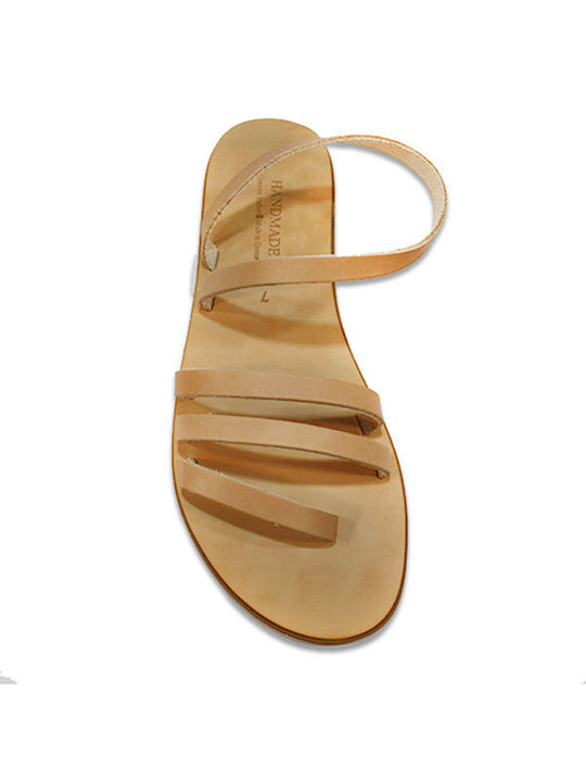 Women's leather sandals in natural color