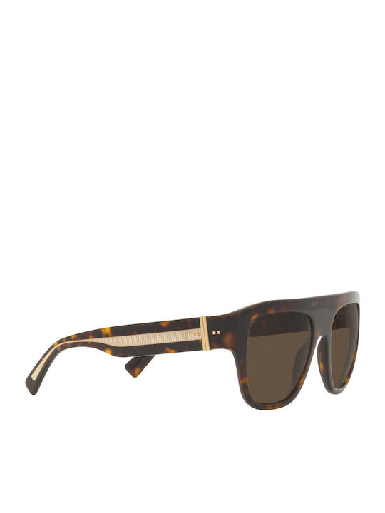 Dolce & Gabbana Women's Sunglasses with Gold Tartaruga Horn-Rimmed Frame and Brown Lenses DG4398 502/73