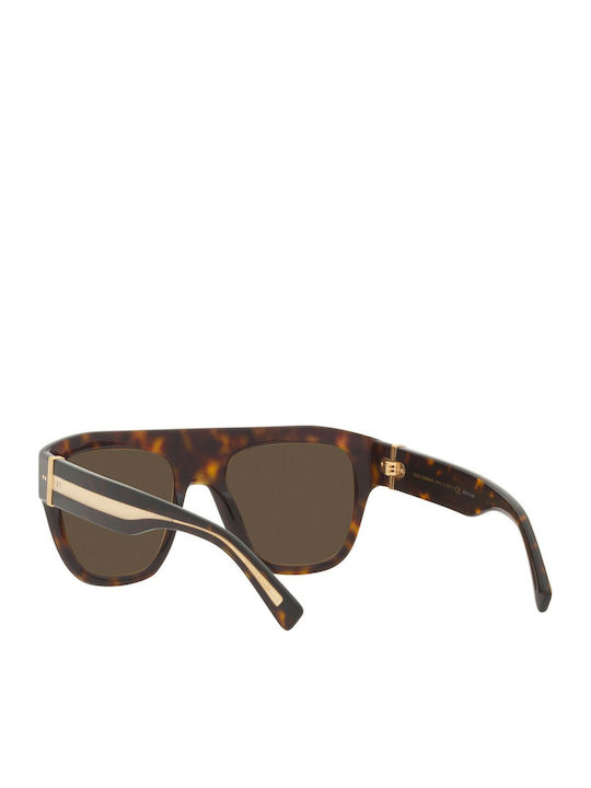 Dolce & Gabbana Women's Sunglasses with Gold Tartaruga Horn-Rimmed Frame and Brown Lenses DG4398 502/73