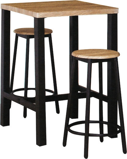 Esszimmer Mayer Set Bar 3Stück Anthracite / Antique Brown 60x60cm