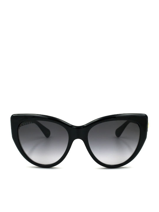 Gucci Damentragen Sonnenbrille mit Schwarzem Horn umrandetem Rahmen und Grauer Verlaufsfarbe Gläser GG0877S 001