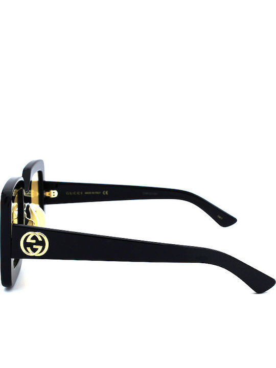 Gucci Women's Sunglasses with Black Plastic Frame and Yellow Lens GG0780S 006