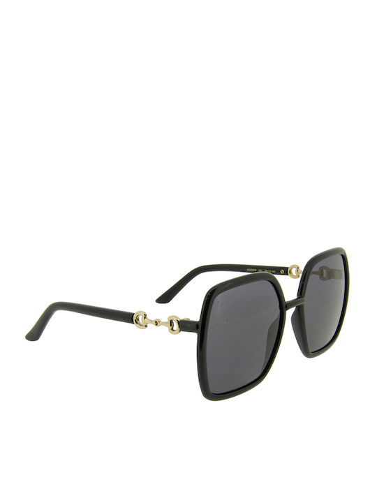 Gucci Damentagessonnenbrille mit Schwarzem Horn umrandetem Rahmen und Grauen Gläser GG0890S 001
