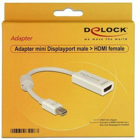 DeLock Μετατροπέας mini DisplayPort male σε HDMI female Λευκό 1τμχ 65128