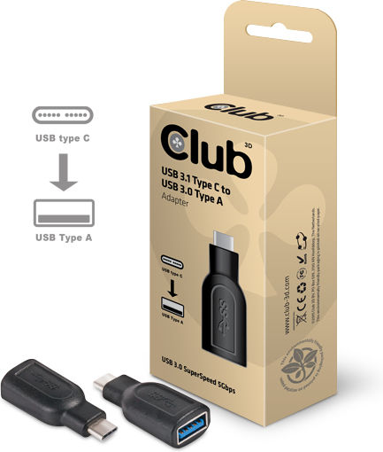 Club3D Μετατροπέας USB-C male σε USB-A female 1τμχ CAA-1521