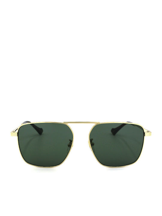 Gucci Unisex Sunglasses with Gold Metal Frame and Green Mirror Lens GG0743S 004