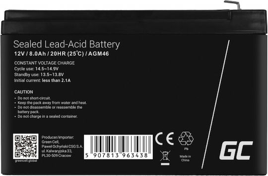 Green Cell Батерия UPS с Капацитет 8Ах и Напрежение 12V AGM46 1бр