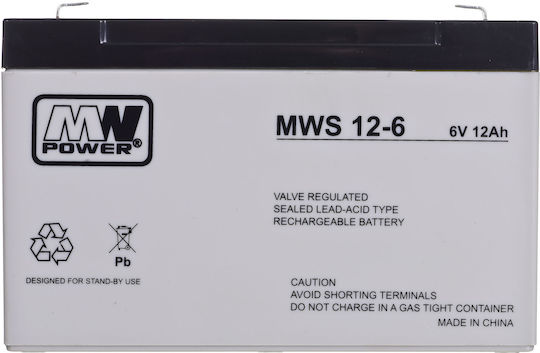 MW Power MWS 12-6 Μπαταρία UPS με Χωρητικότητα 12Ah και Τάση 6V 1τμχ