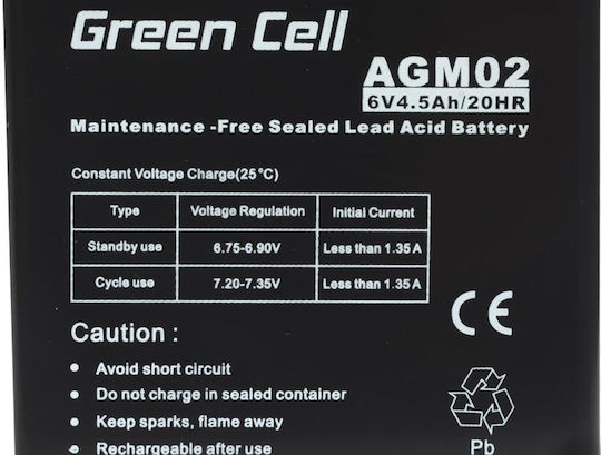 Green Cell Батерия UPS с Капацитет 4.5Ах и Напрежение 6V AGM02 1бр