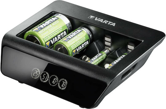 Varta LCD Universal Charger+ 4 Batteries Ni-MH Size AA/AAA/9V/D