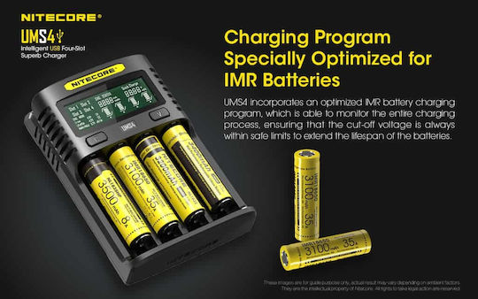 NiteCore UMS4 Charger 4 Batteries Li-ion Size 18650/16340/26650/14500
