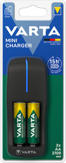 Varta Mini Charger 2 Batterien Ni-Cd/Ni-MH Größe AA/AAA Set mit 2x AA 2100mAh