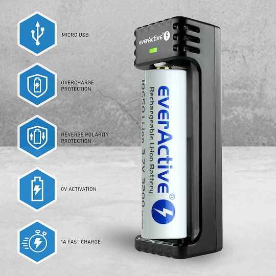 everActive LC-100 USB Încărcător Baterii Li-ion Dimensiune 18650/21700/16340/14500