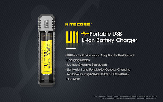 NiteCore UI1 USB Charger Batteries Li-ion Size 18650/16340/26650/14500