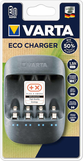 Varta Eco Charger USB 4 Baterii Ni-MH Dimensiune AA/AAA în culoarea Gri