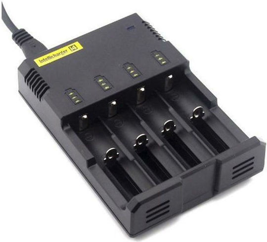 NiteCore i4 Φορτιστής 4 Μπαταριών Li-ion/Ni-Cd/Ni-MH Μεγέθους AA/AAA/18650/16340/26650/14500