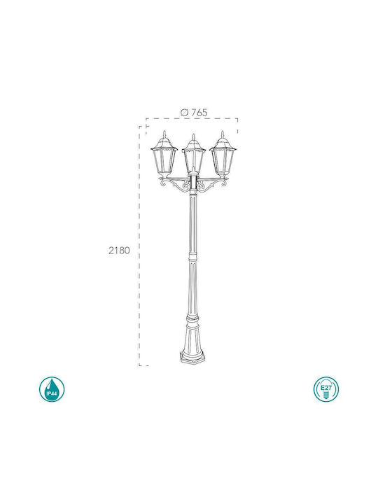Fan Europe Firenze Φωτιστικό Κολώνα Εξωτερικού Χώρου 60W IP44 για Ντουί E27 Ασημί