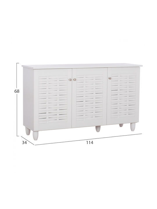 Iggy Wooden Shoe Organizer with 3 Shelves White 114x34x68cm