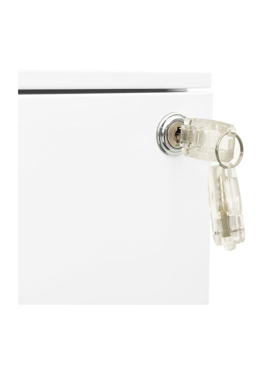 Schublade Büro mit Rollen & Schloss White 39x45x67cm