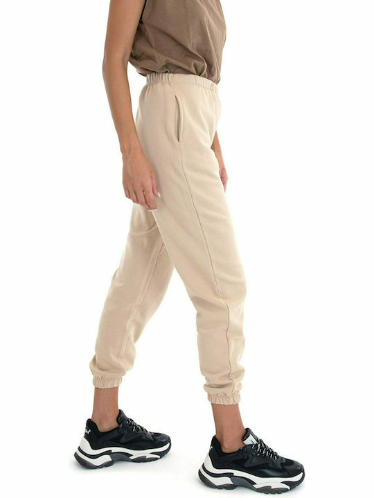 Pantaloni de trening pentru femei cu cauciuc Bej