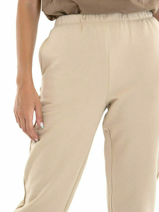 Pantaloni de trening pentru femei cu cauciuc Bej