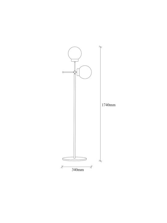 Mudoni Floor Lamp H174xW34cm. with Socket for Bulb E27 Gold