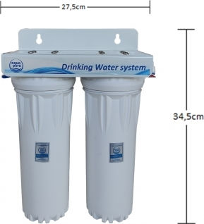 Aqua Pure Apduc 14 Scale Συσκευή Φίλτρου Νερού Διπλή Κάτω Πάγκου / Κεντρικής Παροχής Διατομής ½" με Βρυσάκι & Ανταλλακτικό Φίλτρο