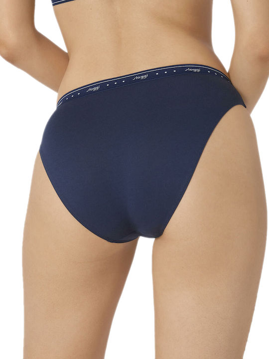 Sloggi 24/7 100 Tai Baumwolle Damen Slip mit Spitze Blau