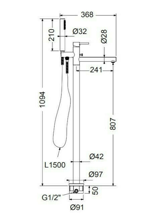 Armando Vicario Cyrcus Mixing Bathtub Shower Faucet Complete Set Bronze