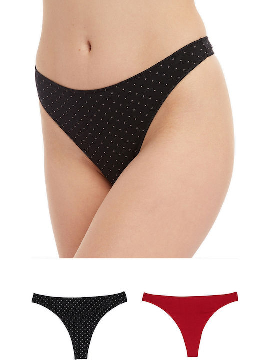 Fimelle Women's String 2Pack Red/Black