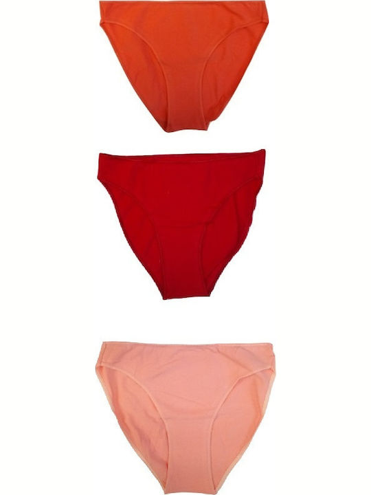 Βαμβακερά Women's Slip 3Pack Red/Coral/Pink
