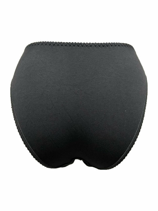 High-waisted Women's Slip with Lace Black