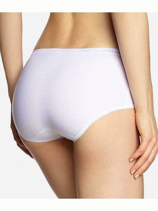 Basic Midi Βαμβακερά Висока талия Дамско Слип 2Pack Бели