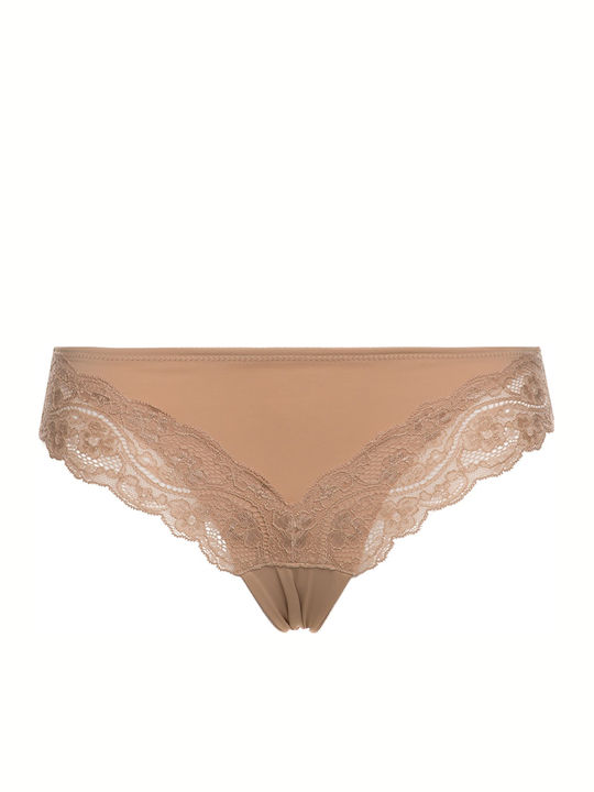 Lovely Micro Tai Women's Slip with Lace Beige