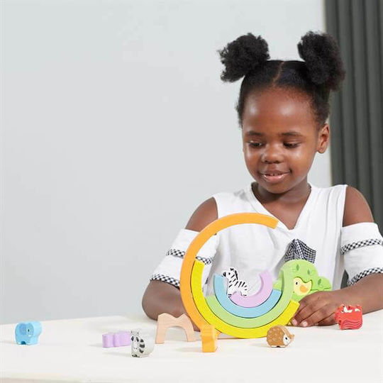 Viga Toys Stacking Toy Rainbow with Animals & Tree made of Wood for 18++ Months