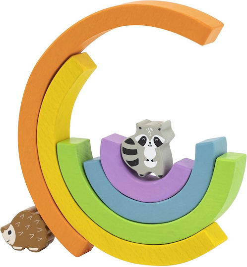 Viga Toys Stacking Toy Rainbow with Animals & Tree made of Wood for 18++ Months